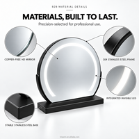Kingstin Miroir LED Invisible 3 Températures de Couleur, Miroir de Table en Acier Inoxydable pour Salon, Barbier et Chambre