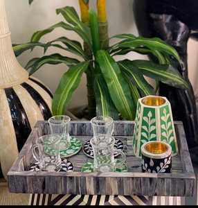 Brûleur d'encens en résine de plateau mabhara par Axiom Home Accents, pierre naturelle, dernier cri d'incrustation d'os - Product Image 1