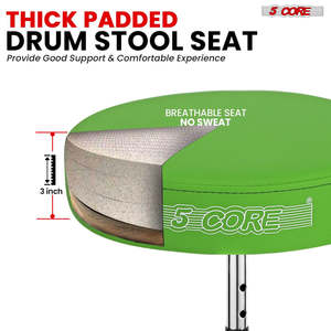5 Core Drum Throne 3 Thick <b>Padded</b> Memory Foam Comfortable Drummer <b>Stool</b> 200Lb Capacity Adjustable - Product Image 3