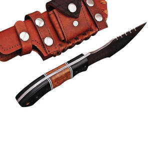 Cuchillo de Supervivencia de Acero de Damasco Hecho a Mano, Cuchillo de Bushcraft para Campamento al Aire Libre, Espiga Completa - Product Image 4