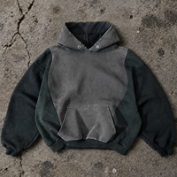 Hoodie en molleton épais de haute qualité, patchwork, vintage, délavé à l'acide, coupe oversize, streetwear, court – Fabricants