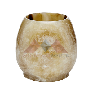 Portavelas de ónix blanco personalizado hecho a mano, artesanías de piedra tallada intrincadas de técnica de grabado de minerales de alta calidad - Product Image 1