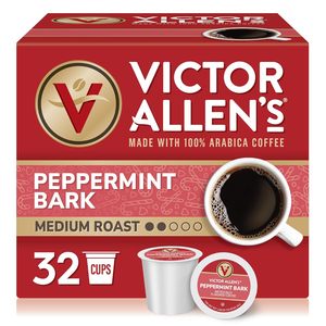 Victor Allen's Coffee Peppermint Bark Flavored, Medium Roast, 32 Count, Single Serve Coffee Pods - Product Image 1