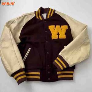 Chaqueta universitaria con logotipo personalizado para hombre de Brown College, ropa de invierno para exteriores con cuello levantado, venta al por mayor, bordado personalizado - Product Image 4