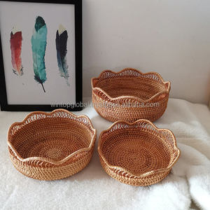 Space Saving Eco-friendly Durable Rattan Serving <b>Tray</b> Wholesale Household Decorative Storage Basket Handwoven Vietnam Multi - Product Image 3