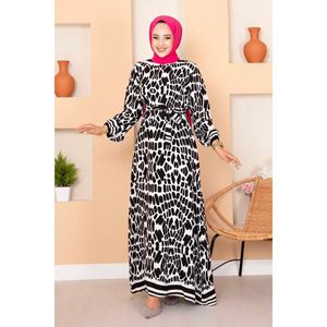 Patrón de cebra Viscosa Hijab Vestido Negro - Product Image 1