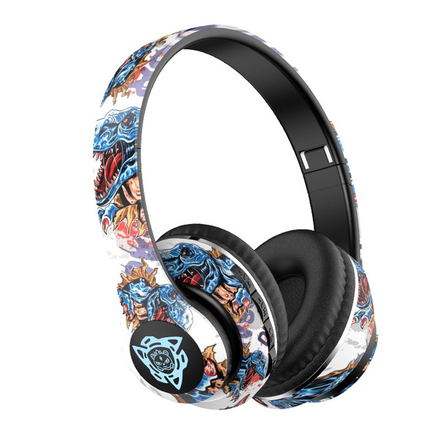 Painted Headphones Blue Tooth Over Ear Headphones Wireless Earphones Stereo Foldable Sport Wireless Headset Handfree MP3 Player