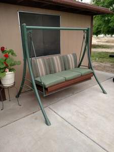 Outdoor Hanging <b>Iron</b> Swing With Durable Rope Support Perfect For Relaxing Evenings In <b>Garden</b> Or Balcony Areas - Product Image 5