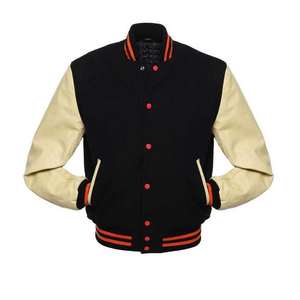 Veste de baseball pour homme avec broderie personnalisée, manches longues en cuir, style Letterman Varsity, veste de travail, état neuf, hiver - Product Image 1