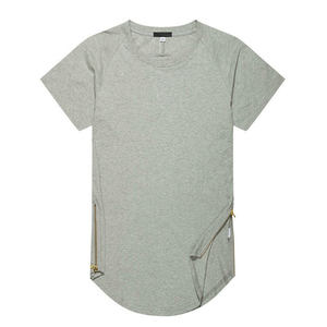 Venta al por mayor extendida camiseta cremallera lateral camiseta en blanco hip hop camisetas en blanco 100% algodón camiseta para hombre Camiseta para hombres - Product Image 4