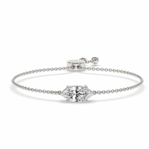 Elongated Marquise Lab Grown Diamond Fashion Bracelet 0.75 Ct Tw F-G Color VS Clarity 14K <b>Solid</b> <b>Gold</b> Fluid Line Motion Shine - Product Image 1