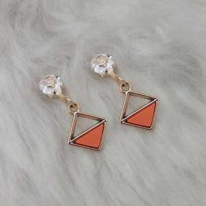 Kriaa 1312812A Boucles d'oreilles cristal émail orange plaqué or" - Product Image 1