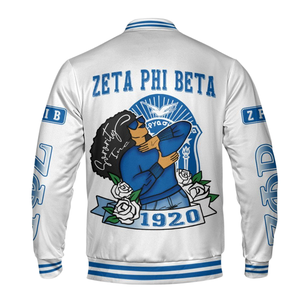 Zeta Phi Beta 1920 Fundadores Azul Blanco Hermandad Varsity Letterman Chaqueta ZPB Greek Life Chenille Patch Edition - Product Image 5