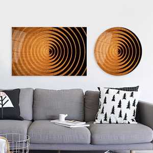 Tableau sur toile imprimé : Art mural moderne sur plaque de bois circulaire, ART EN VERRE TÉRMÉRISÉ - Product Image 1