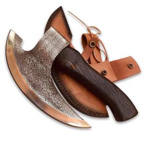 Cortador de pizza Viking Chef, cuchillo de acero al carbono hecho a mano con mango de madera de Rosa y Funda de cuero para uso en la cocina - Product Image 1