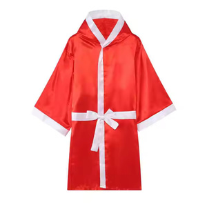 2025, vestido de boxeo de satén de seda más vendido con capucha, Material de alta calidad hecho a medida para uniformes de boxeo - Product Image 2