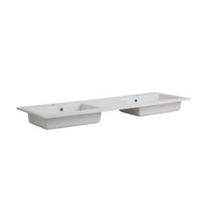 Lavabo encastré double vasque en marbre recomposé mat de 150 cm - Product Image 1