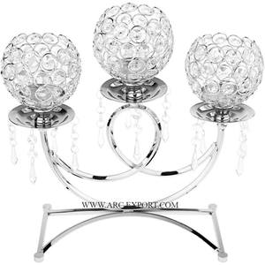 Wedding <b>Gifting</b> Votive <b>Candle</b> Holders <b>Set</b> of 2 Round Shape Metal and Crystal Indoor Lights Candlestick Holder In Wholesale Price - Product Image 4