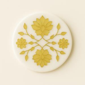 Sous-verre floral élégant et détaillé en or Porte-boisson rond fabriqué à la main Accent de table décoratif pour la décoration intérieure moderne - Product Image 3