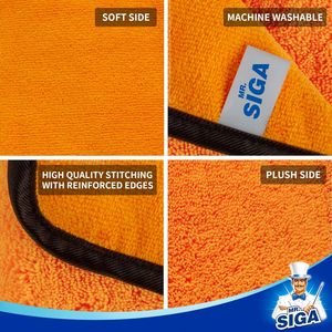 MR.SIGA Serviettes en microfibre professionnelles pour voitures, sans rayures, lot de 6, dorées, 40 x 60 cm (15,7 x 23,6 pouces) - Product Image 2