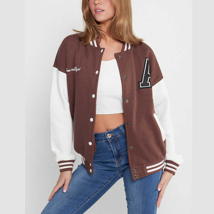 Custom Logo Baseball Jacket Fashion Women Fall Clothes 2024 Genuine