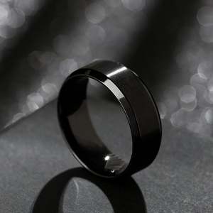 Jeulia <b>Black</b> <b>Titanium</b> Steel Men's Geometric Engagement <b>Ring</b> - Product Image 5