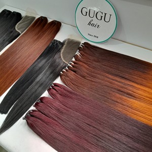 Paquets de cheveux de trame Remy vietnamiens Bourgogne foncé Super Double Os droit 24 pouces gamme de cheveux colorés 8 à 30 pouces" - Product Image 2