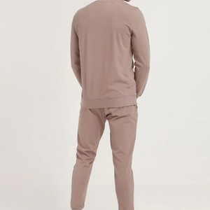 ชุดกีฬาคอกลมแบบสวมหัวสีพื้นชุดวอร์มสองชิ้นผ้าคอตตอนขนแกะ100% งานตามสั่ง - Product Image 3