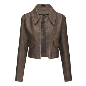 Crop <b>women</b> Comfortable <b>leather</b> <b>jackets</b> outerwear coats style winter midweight <b>bomber</b> Casual party & work wear Outdoor <b>jacket</b> - Product Image 5