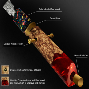 มีดเชฟญี่ปุ่นคาร์บอนสูงทำจากเหล็กดามัสกัสด้ามจับทำจากเรซิน - Product Image 4