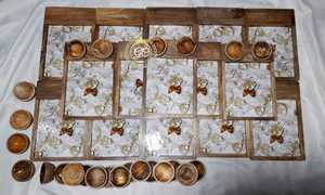 Plateau d'immersion en bois de mangue imprimé écologique Deux bols à sauce amovibles 12x8 pouces Apéritifs de fêtes de luxe modernes - Product Image 4