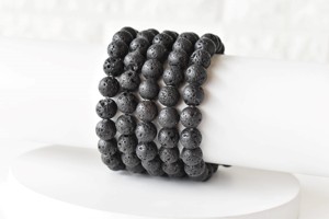 Pulsera de Cuentas de Lava Natural de Alta Calidad de 8mm, Clásica para Parejas, para Sanación, Meditación y Joyería de Aniversario - Product Image 1
