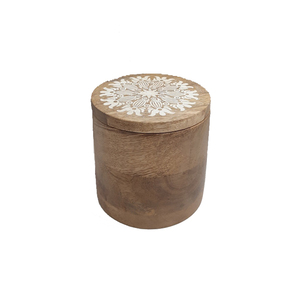 Boîte de rangement de concepteur de forme ronde en bois naturel de vente chaude avec couvercle pour le stockage de cuisine fait à la main en vrac personnalisé - Product Image 4