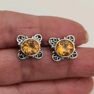 Pendientes de Citrino en Plata de Ley 925, Joyería Artesanal con Piedras Preciosas, Estilo Bohemio, Engaste de Bisel, Regalo para Aniversario y Fiesta - Product Image 5