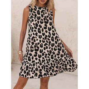 Women's Sleeveless Back-<b>Tie</b> Ruffled <b>Leopard</b> <b>Print</b> Supreme Dress, 35989 - <b>Leopard</b> - Product Image 5
