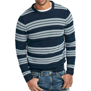 เสื้อสเวตเตอร์คาร์ดิแกนสำหรับผู้ชายเสื้อสเวตเตอร์แฟชั่นลายทางมีแบรนด์ผ้า100% - Product Image 1