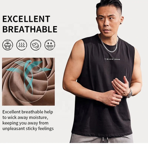 เสื้อกล้ามออกกำลังกายผ้าฝ้าย 100% ไซส์ใหญ่ ทรงเข้ารูป แห้งเร็ว เป็นมิตรกับสิ่งแวดล้อม ระบายอากาศได้ดี เหมาะสำหรับการออกกำลังกายและฟิตเนส - Product Image 2