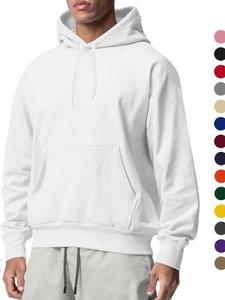 Sweat-shirt décontracté en polyester à manches longues couleur unie logo personnalisé vêtements de rue sweat-shirt hommes sweats à capuche unis fabricants de gros - Product Image 4