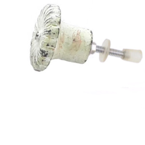 Pomos de flores desgastados de hierro fundido rústico blanco CK 558 tiradores de manija de gabinete de cajón para cocina dormitorio uso de almacén al aire libre - Product Image 2