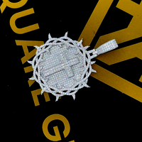 Pendentif Croix Médaillon en Moissanite pour Enfants et Hommes, en Argent Sterling 925, Bijoux Hip Hop Personnalisés pour Rappeurs, Qualité VVS, Teste le Test du Diamant