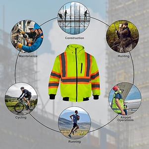 Mens Hi Vis Reflective Safety Construction Batería Ropa DE TRABAJO Logotipo personalizado Impermeable Reactiva Chaqueta térmica recubierta - Product Image 6