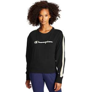 Felpa Crop in Seta Anti-Pilling Nera Taglia Large da Donna For Champion Heritage Fleece Crew - Product Image 3