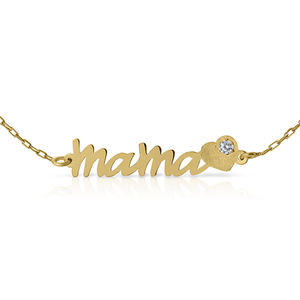 Pendentif Mama en or avec demi coeur en zircon - Product Image 1