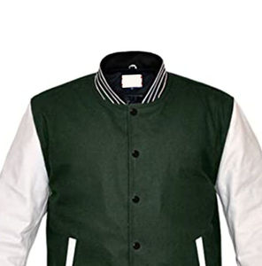 Excelente chaqueta de lana de manga de cuero blanco genuino Letterman College Varsity para hombres logotipo personalizado frente Formal CollegeBaseballjacket - Product Image 4
