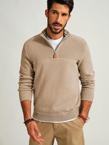 Suéter con Cierre para Hombre, Nuevo Modelo 2024, Cuello Redondo, Diseño Tejido Delgado y Transpirable, con Bloques de Color, para Invierno - Product Image 4