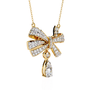 Joyería fina de lujo ligera para niñas y mujeres, lazo romántico de oro amarillo con collares de diamantes cultivados en laboratorio certificados por IGI - Product Image 5