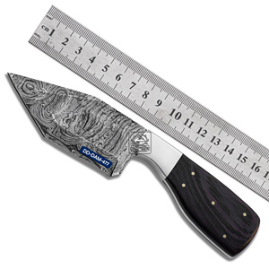 Cuchillo de Caza Damasco Hecho a Mano Personalizado DD-DAM-477, Hoja de Acero Damasco de 4mm con Punta Caída, Empuñaduras de Acero Inoxidable, Madera Wenge - Product Image 1