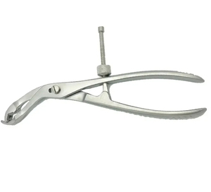Pince de maintien d'os à rétention automatique de 7.5 pouces Mâchoire dentelée coudée de 19cm avec serrure Instrument orthopédique en acier inoxydable - Product Image 1
