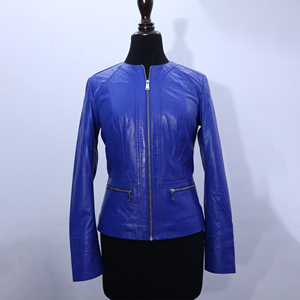 Chaqueta de Cuero Azul Cortavientos a Precio de Fábrica para Mujer, Chaqueta de Cuero Informal para Mujer a un Precio Razonable - Product Image 5