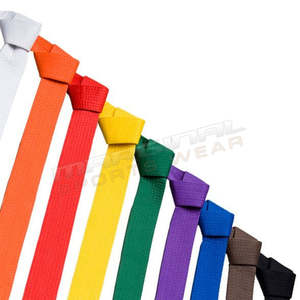 Cinturones de Taekwondo Karate Judo al por mayor con logotipo personalizado bordado cinturones coloridos personalizados artes marciales doble envoltura - Product Image 2